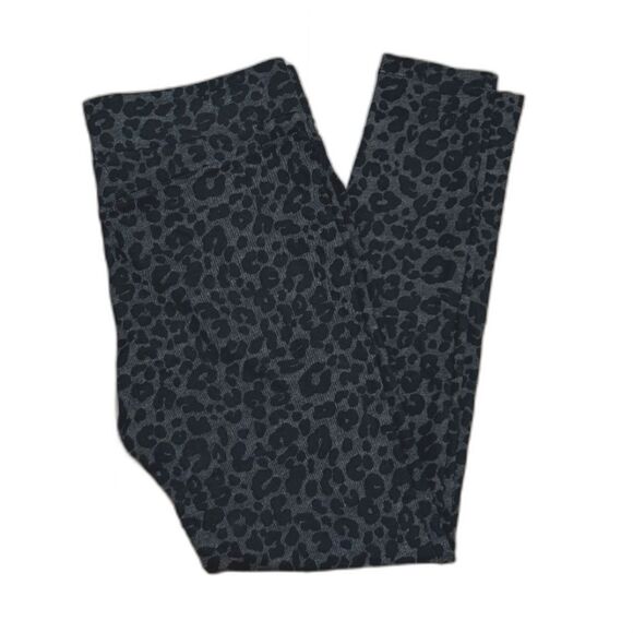 Ann Taylor LOFT Legging Pants MEDIUM Skinny Animal Print Black Gray Slim Pull On - Picture 1 of 8